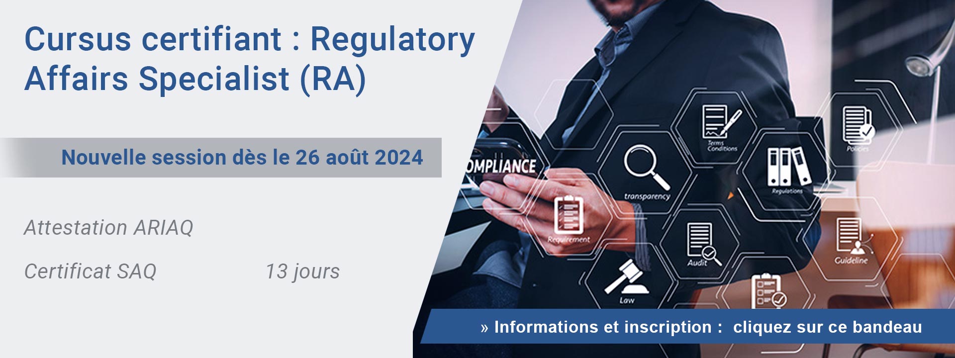 Cursus certifiant : Regulatory Affairs Specialist (RA)